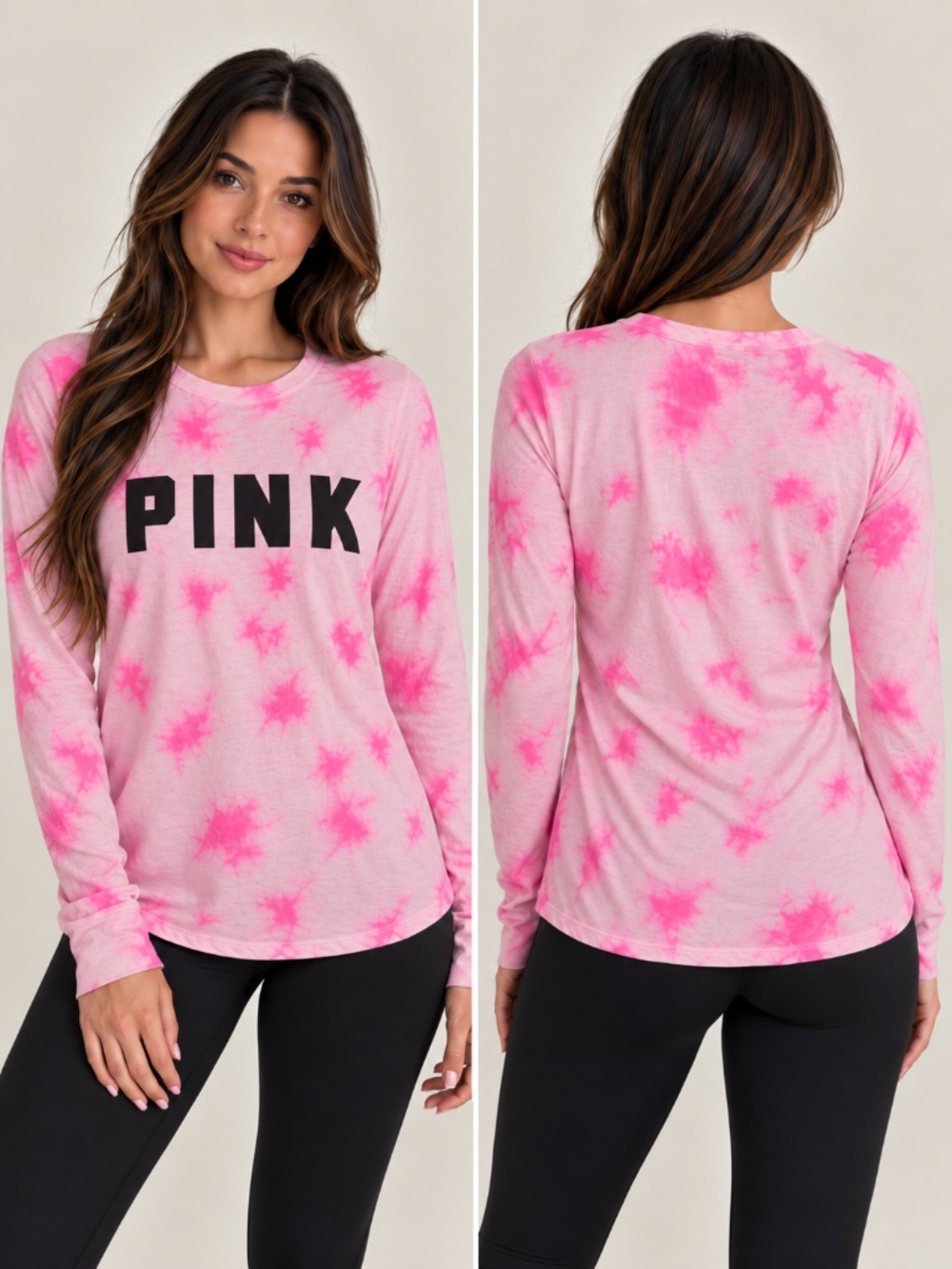 PINK Pink Tie-Dye Long Sleeve Shirt